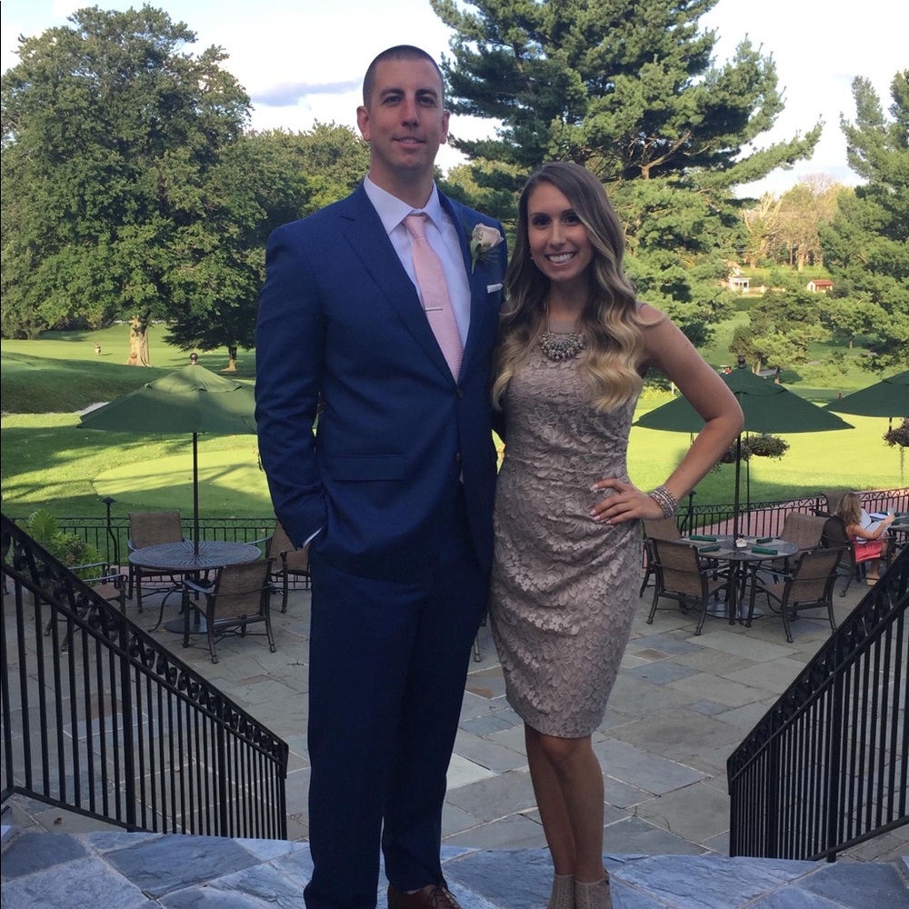 Calvin Klein Ruched Lace Dress